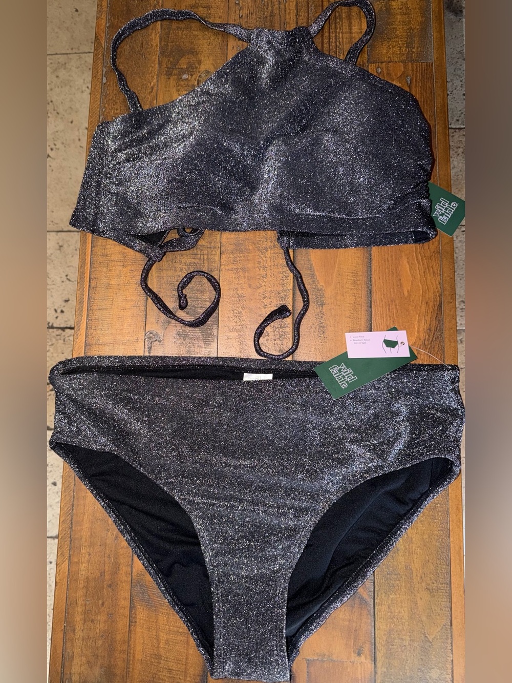 Target Black Shimmer Two-Piece Bikini Set